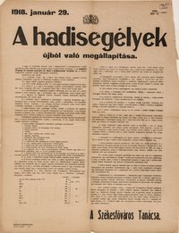 A hadisegélyek újbóli megállapítása, 1918.01.29.