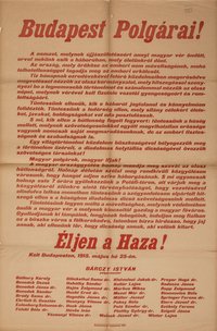 Felhívás tüntetésre Olaszország hadbalépése miatt, (Bárczy) 1915.05.25.