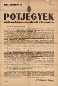 Pótjegyek éjjeli munkások, szoptató nők részére, 1917.10.02. (hirdetmény)