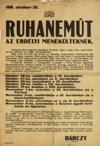 Ruhaneműt az erdélyi menekülteknek! 1916.10.25.