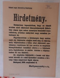 1919-es hirdetmény feljelentések miatt